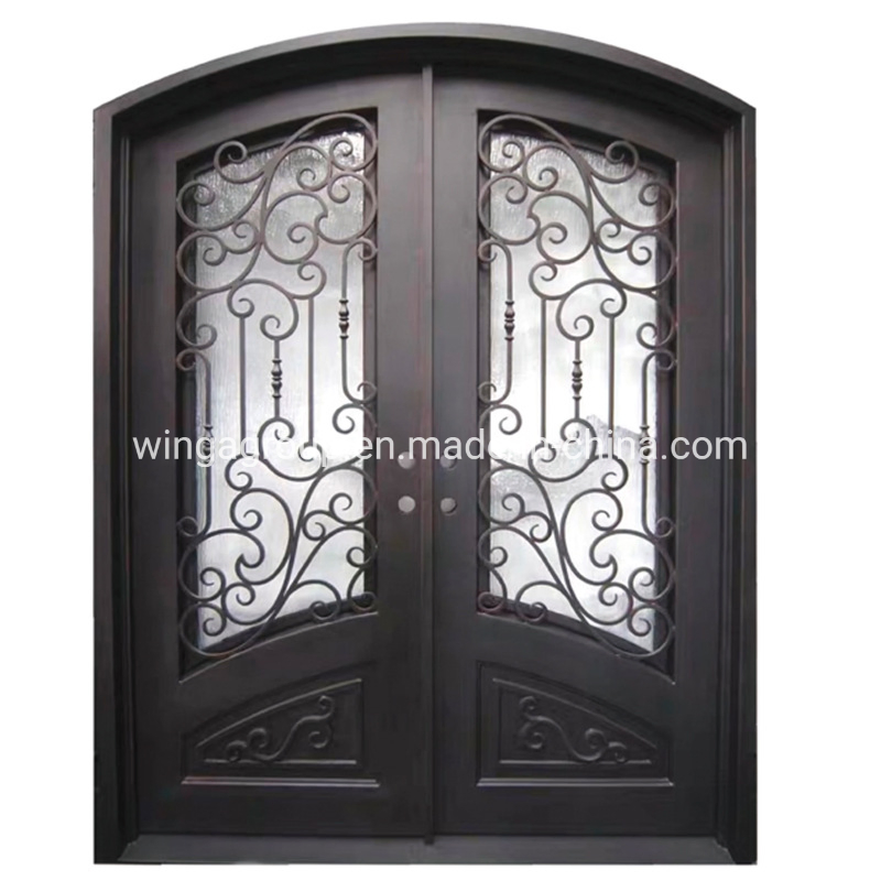 USA Eyebrow Home Wrought Iron Steel Metal Entry Double Door