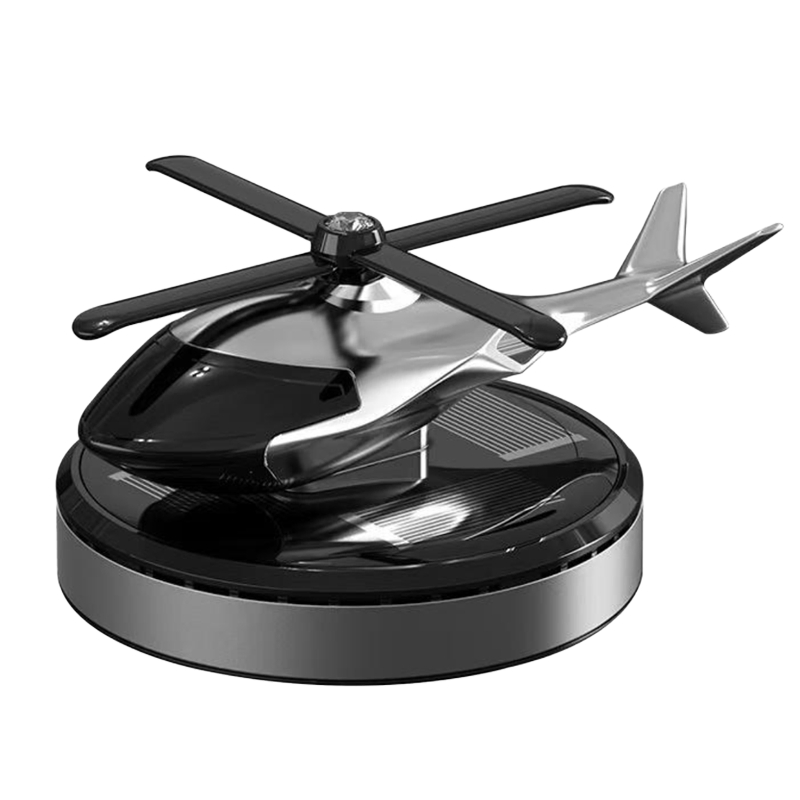 Solar-Powered Helicopter Car Diffuser Beechwood Aroma Diffusion 10ml Refillable Essential Oil Plug-Free Long-Lasting Fragrance