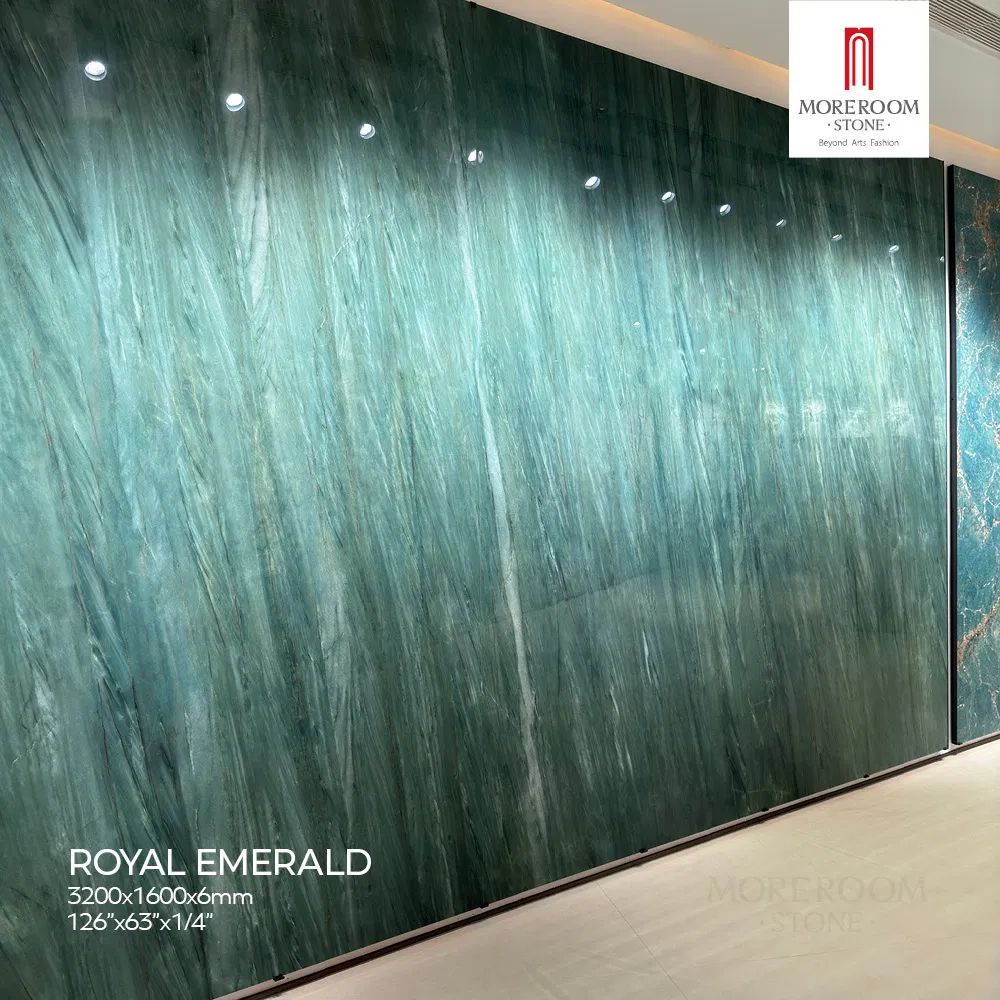 Porcelain Slab Royal Emerald Marble Look Tiles for Classic Style Flooring Design