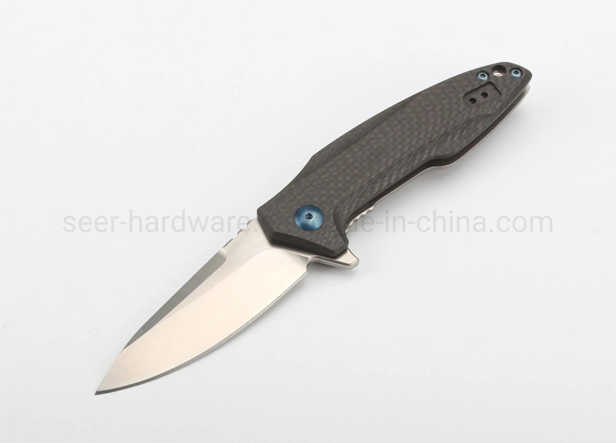 7.8" High Quality D2 Tool Steel Knife with Carbon Firber+Titanium Handle (SE-0111CF)