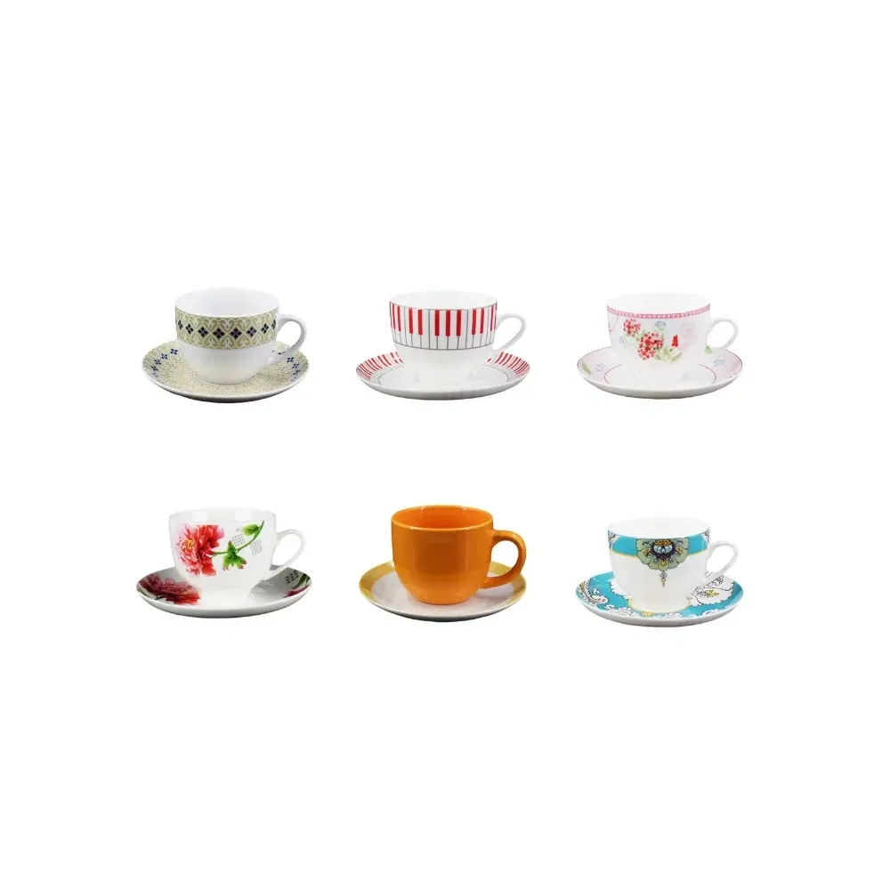 Фарфоровая чашка с блюдцем и декором, 360 мл