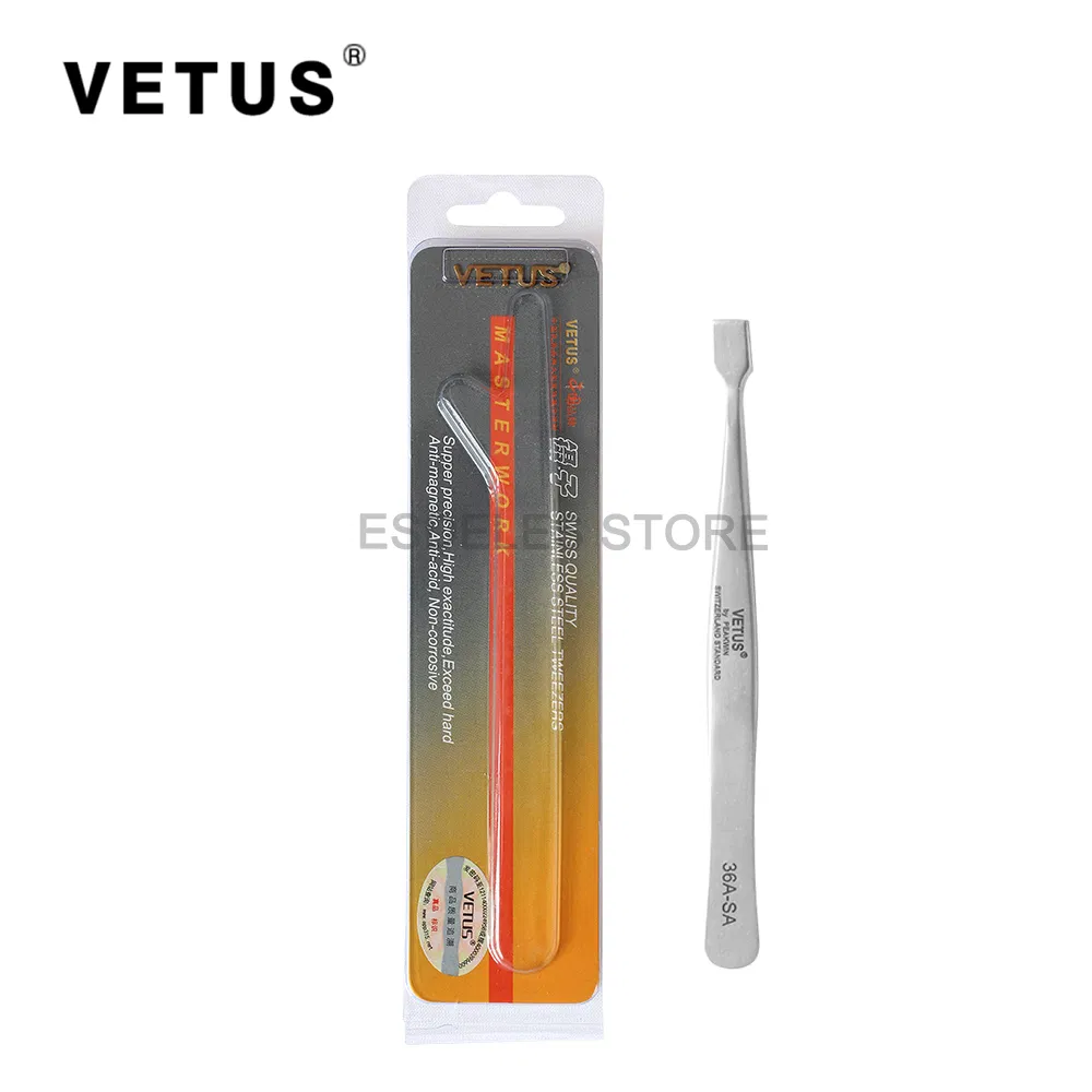 36A-SA Professional Personal Care Silver Color Vetus Tweezers