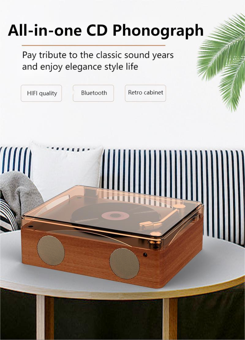 Ретро CD-проигрыватель с Bluetooth, деревянный корпус