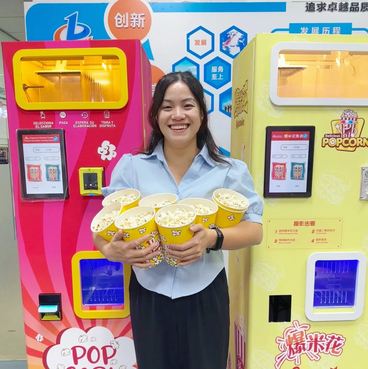 Coin Operated Cinema Popcorn Making Machine Automatic Snacks Popcorn Vending Machine