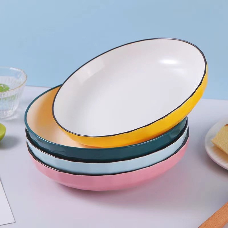 Fruit Rice Soup Plate Colors Glaze 7"8" Porcelainware Ceramics Tableware