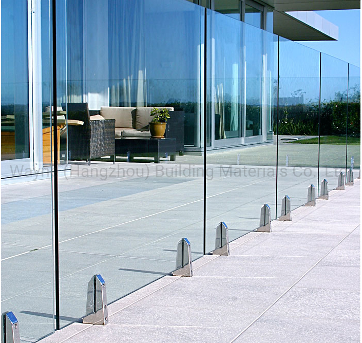New Design Floor Mount Frameless 10mm Safety Clear Toughened Glass Railing