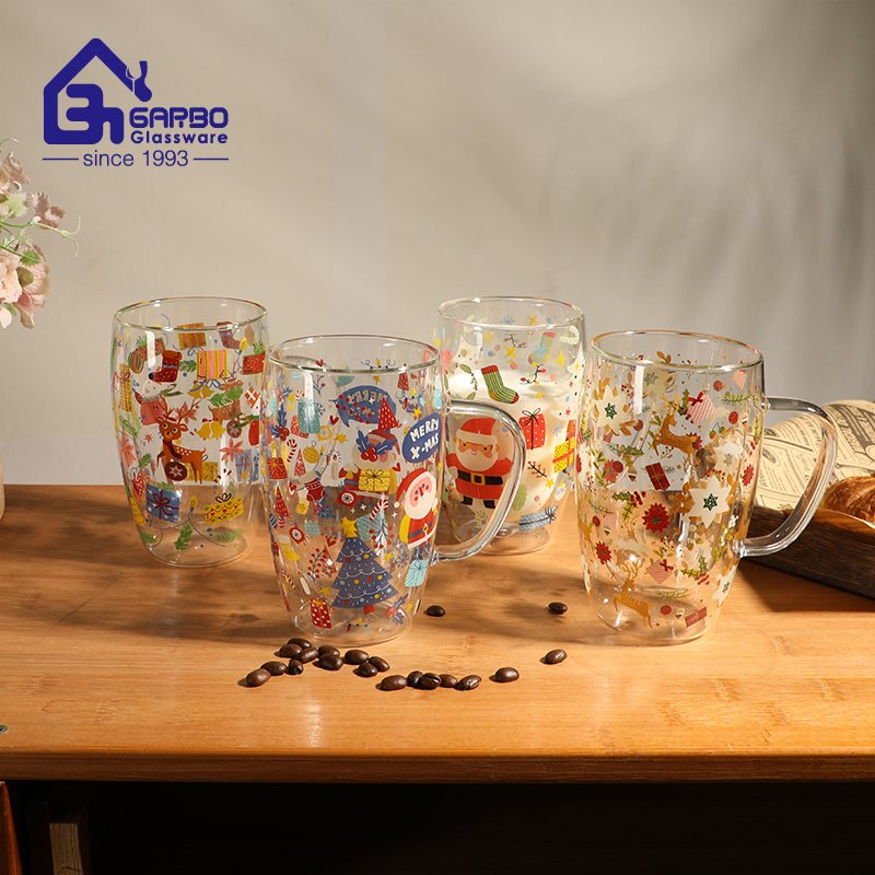 Borosilicate Glass Insulated 300ml-500ml Classical V Shape Double Wall Glass Coffee Mug for Espresso