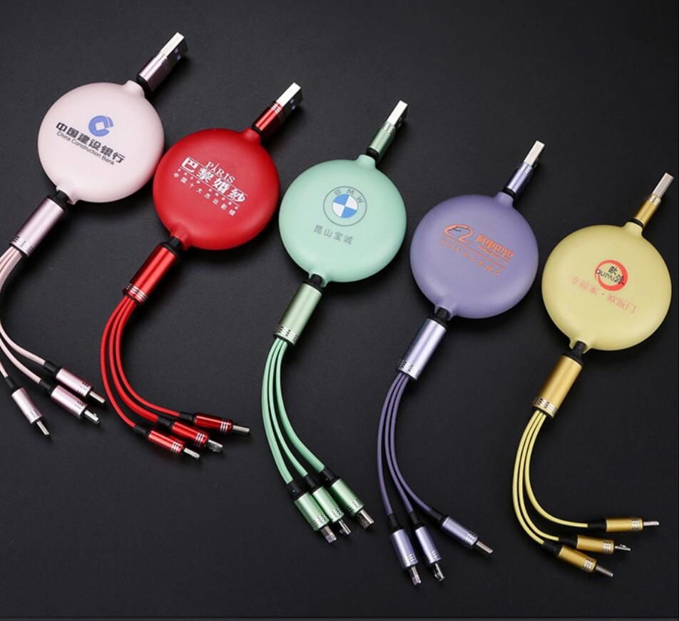 Custom Logo Multi Data Line 3 in 1 USB Cable Fast Charging Charger Cable