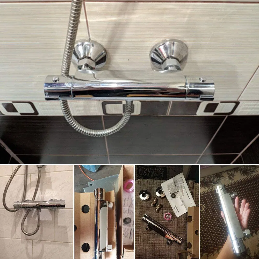 Bathroom RV Wall Mounted Mixer Valve Tap Temperature Control Rain Shower Anti-Scald Thermostatic Tap