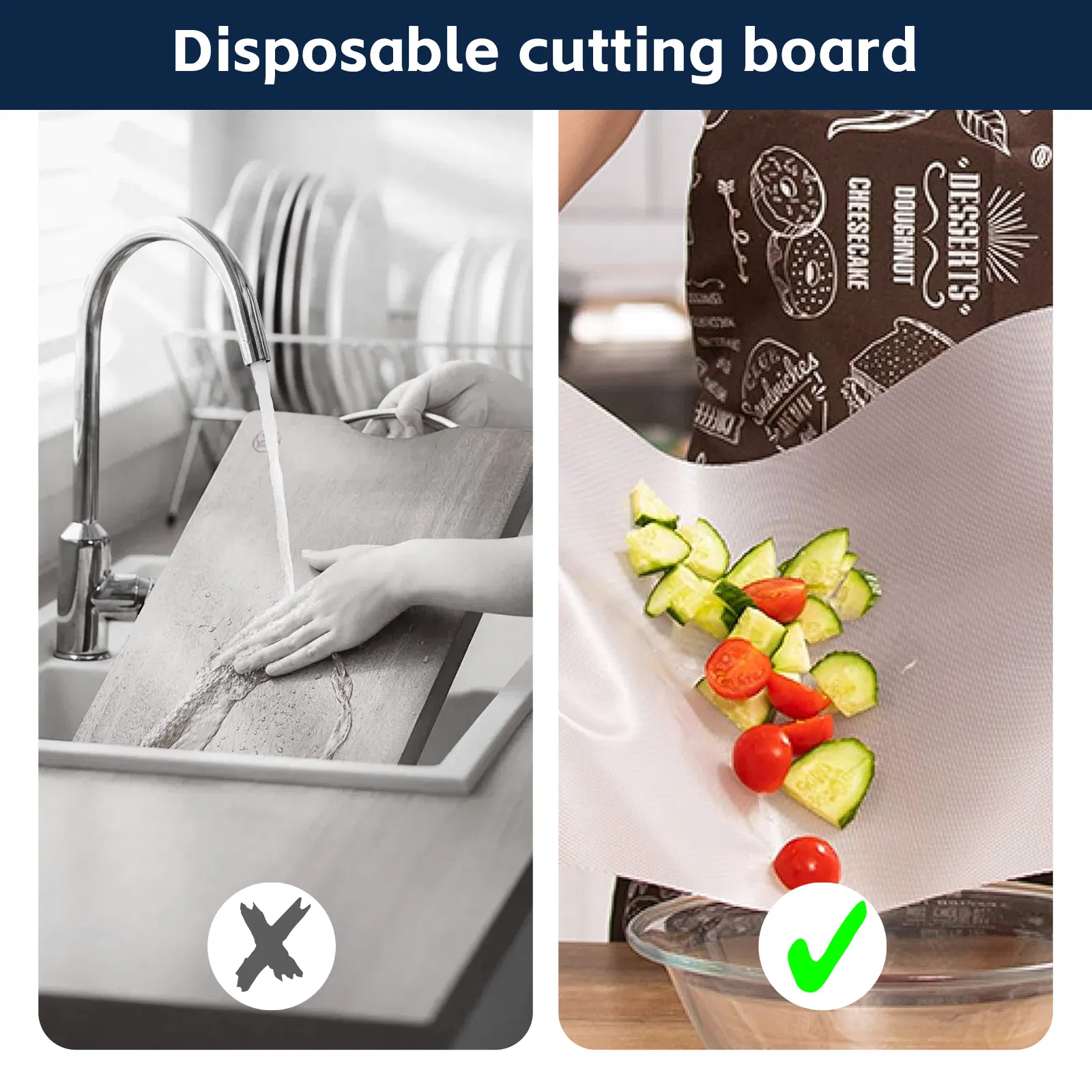 Roll-up Disposable Cutting Board with Built-in Cutter, Hygienic & Easy to Use
