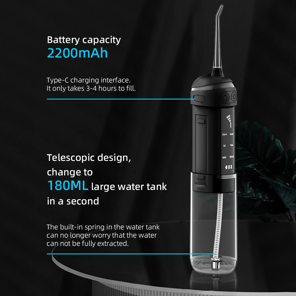 Portable Dental Oral Irrigator 6 Modes Cordless Ipx7 Waterproof Teeth Cleaner Water Flosser