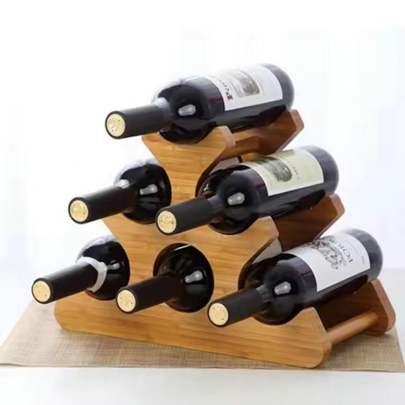 Bamboo Wine Rack Tabletop Storage Countertop Display Wine Holder, Ez29763