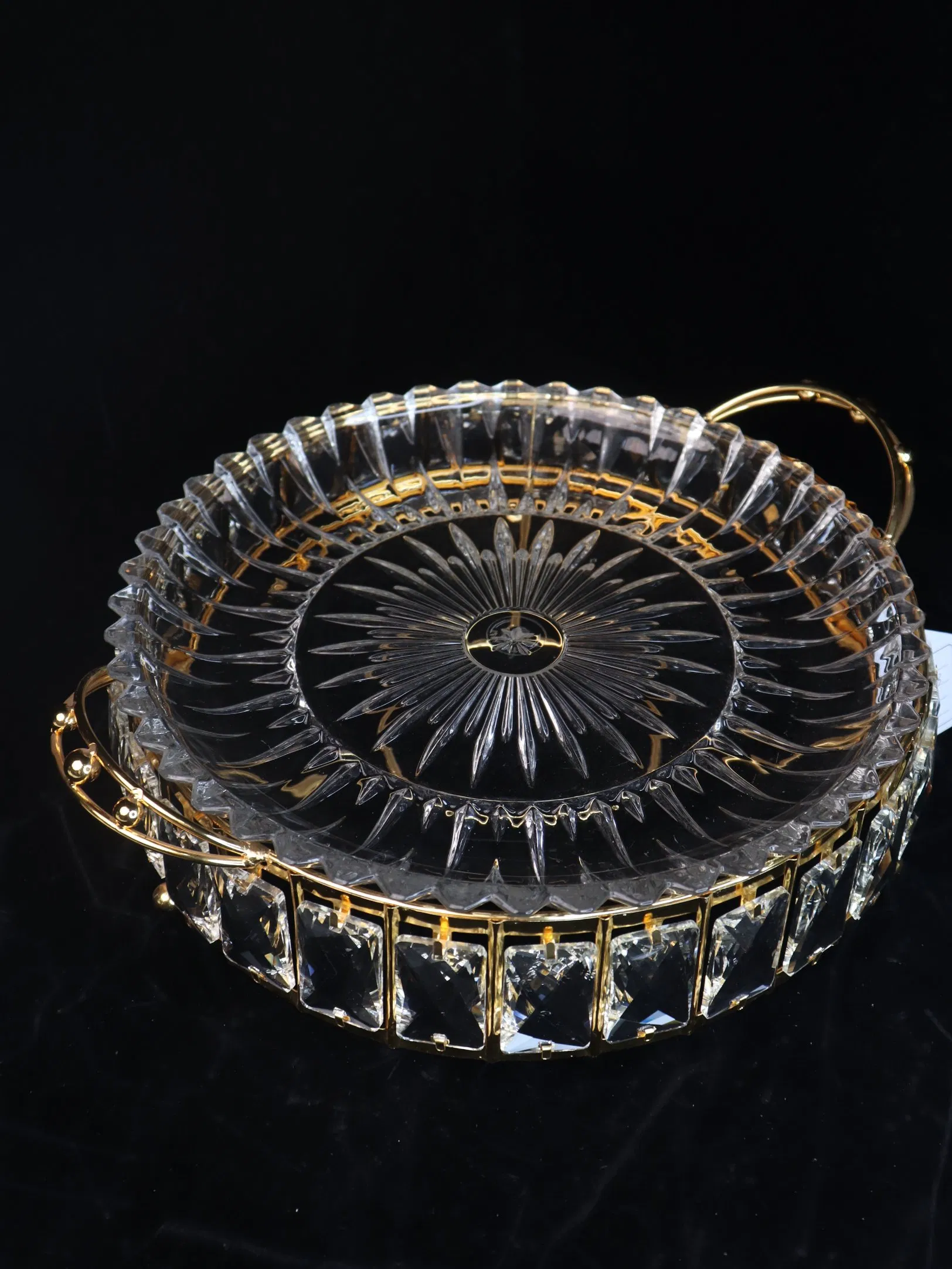 New High-End Wrought Iron with Glass Plate and Fruit Plate