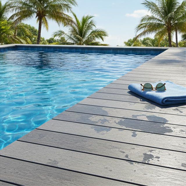 Hot Outdoor Waterproof Engineered Anti-Static Composite Decking Water and Mold-Resistant WPC Building Material Plastic Wood