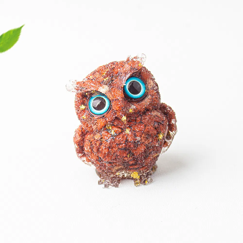 Cross-Border Natural Crystal Crushed Stone Epoxy Resin Owl Eyes Ornaments for Office, Home, Living Room and Desktop Decoration