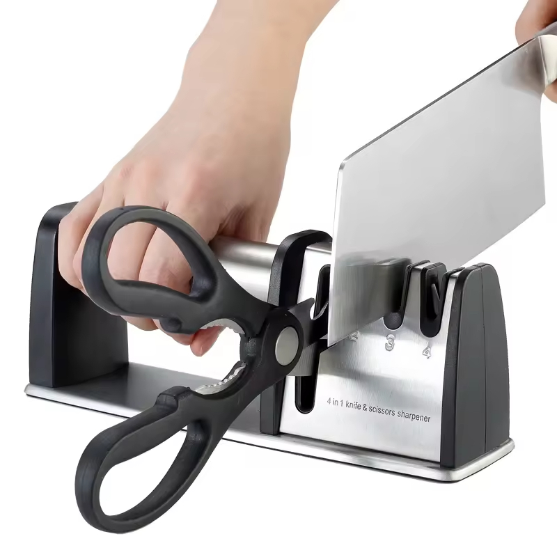 Mingxiang Household Kitchen 4 in 1 Knife Sharpener Machine Tungsten Steel A33 Manual Knife Sharpener Tool