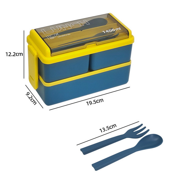 Japanese Style Microwavable Student Office Worker Plastic Double Layer Lunch Box