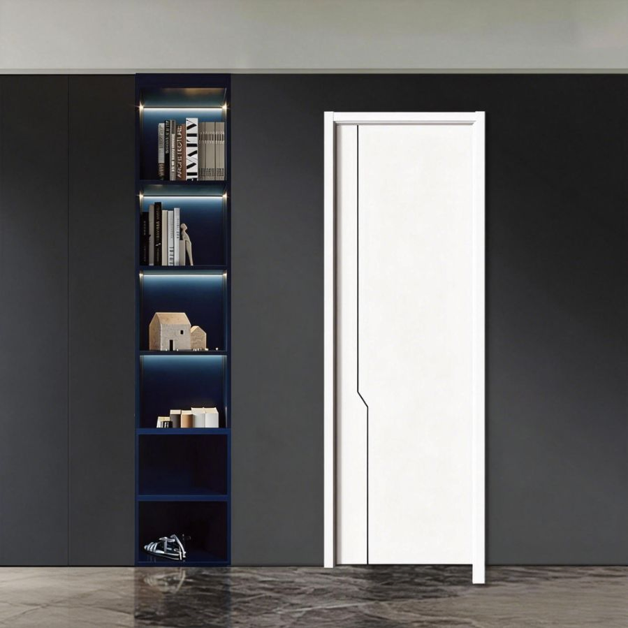 Modern Wooden Wood Main PVC Double Leaf Door for Housing Main Doorway