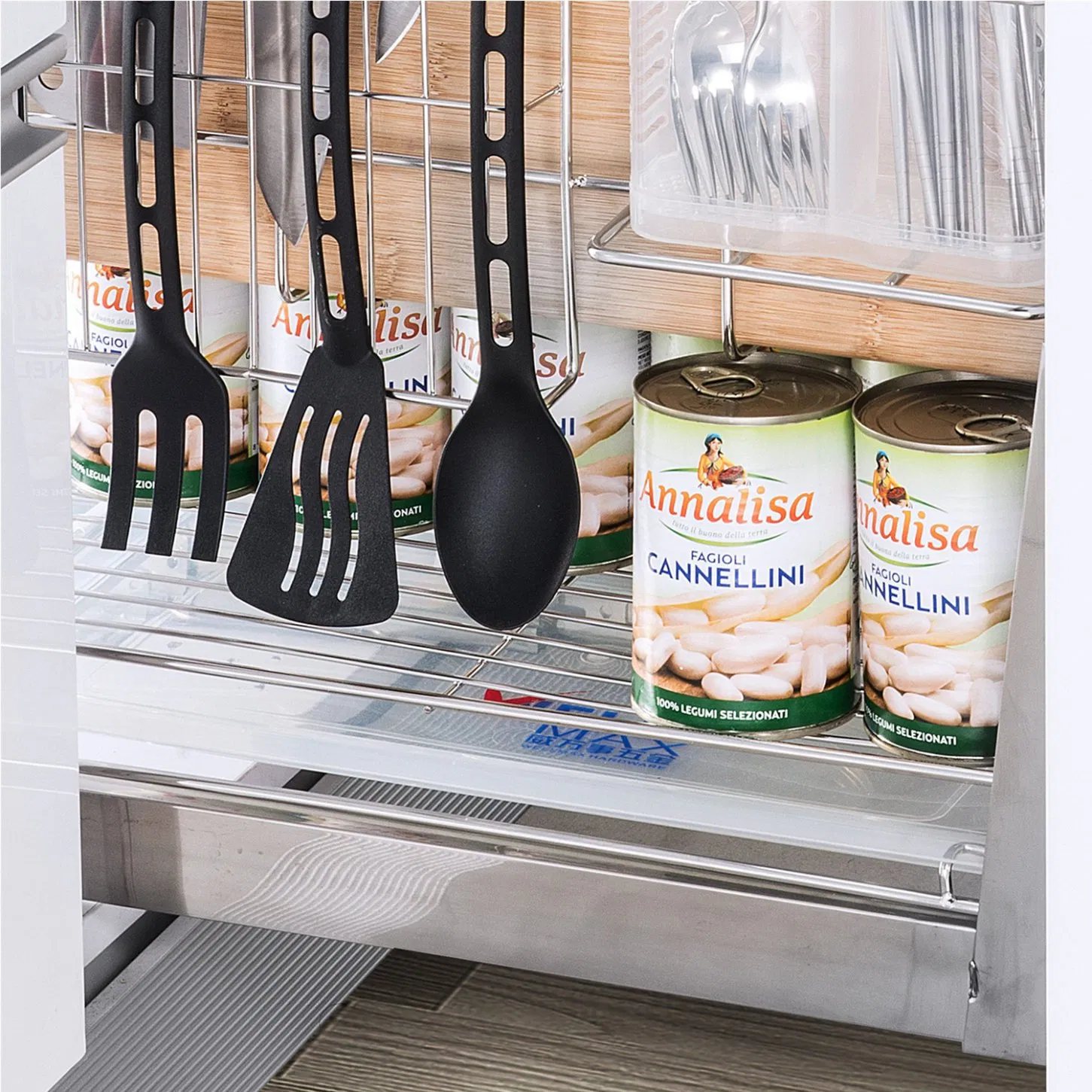 Kitchen Cabinet Storage Organizer Multi Functional Metal Wire Chrome Plating Drawer Basket (PTJ025G-2)