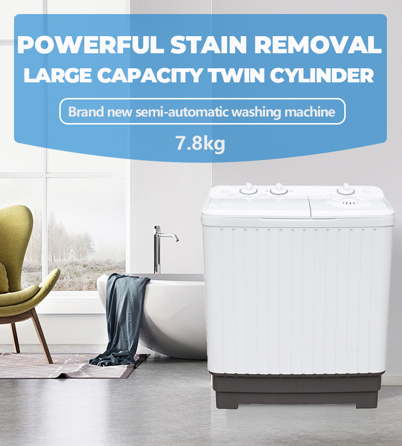 Home Laundry Equipment 8kg Semi-Automatic Washing Machine with Twin Tub