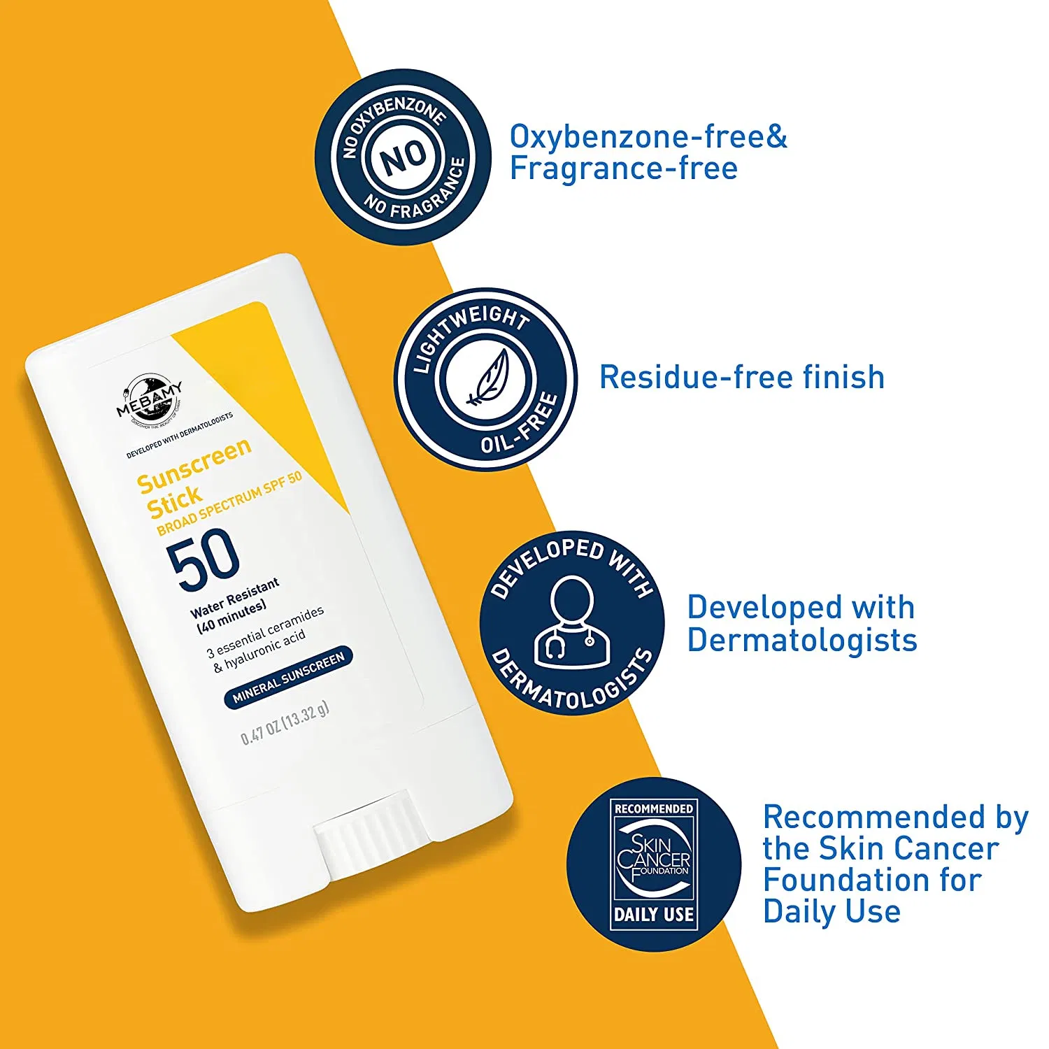 Sun Stick SPF 50 0.4 Oz Mineral Sunscreen for Kids & Adults
