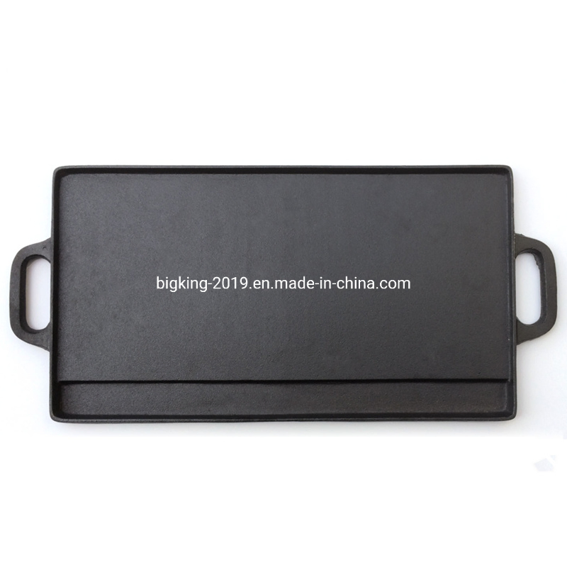 Cast Iron Griddle Plate Reversible Square Cast Iron Grill Pan for Single Burner Double Sided Used on Open Fire & in Oven Pre-Seasoned Versatile Baking CAS