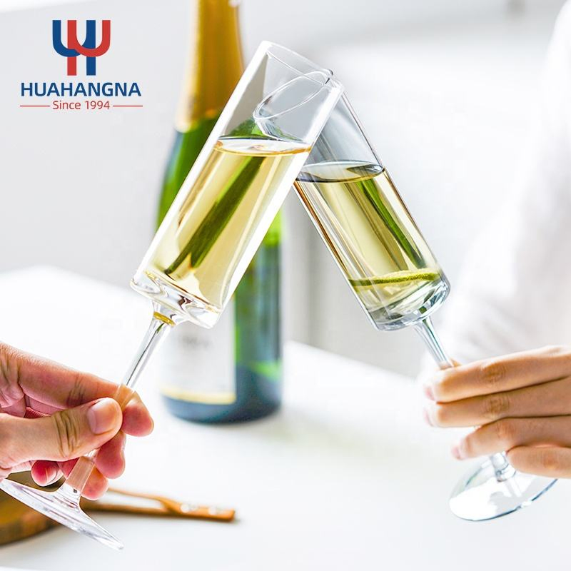 Kitchen & Tabletop 145ml Hand Made Thin Stem Creative Grey Crystal Coupe Champagne Glasses for Wedding Party Birthday