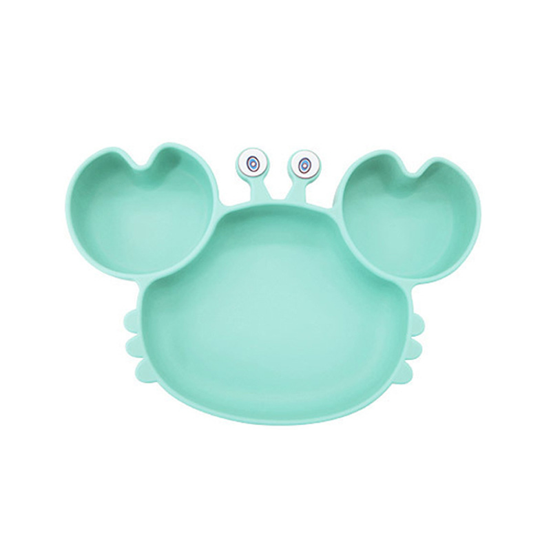 Modern Tableware Custom Wrap Children Dinnerware Nonslip Silicone Crab Dish Plate Kid Eating Tool Toddler Plate with Compartment