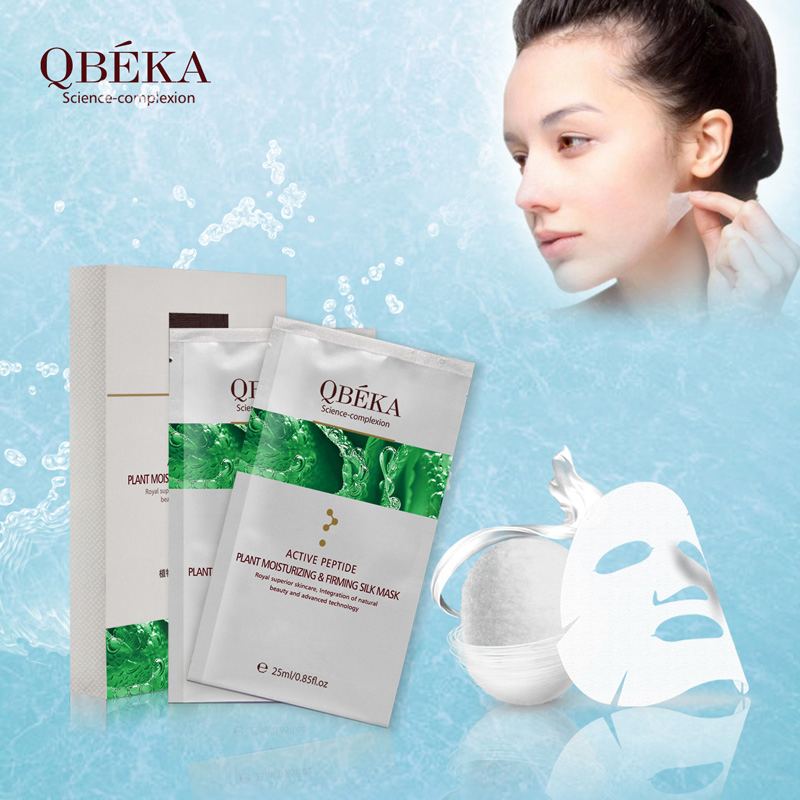 Wholesale Natural Qbeka Active Peptide Plant Moisturizing Firming Silk Mask Organic Facial Mask 5 PCS/Box