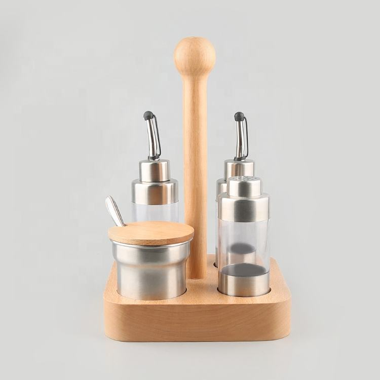 Деревянная подставка для специй на 4 бутылки