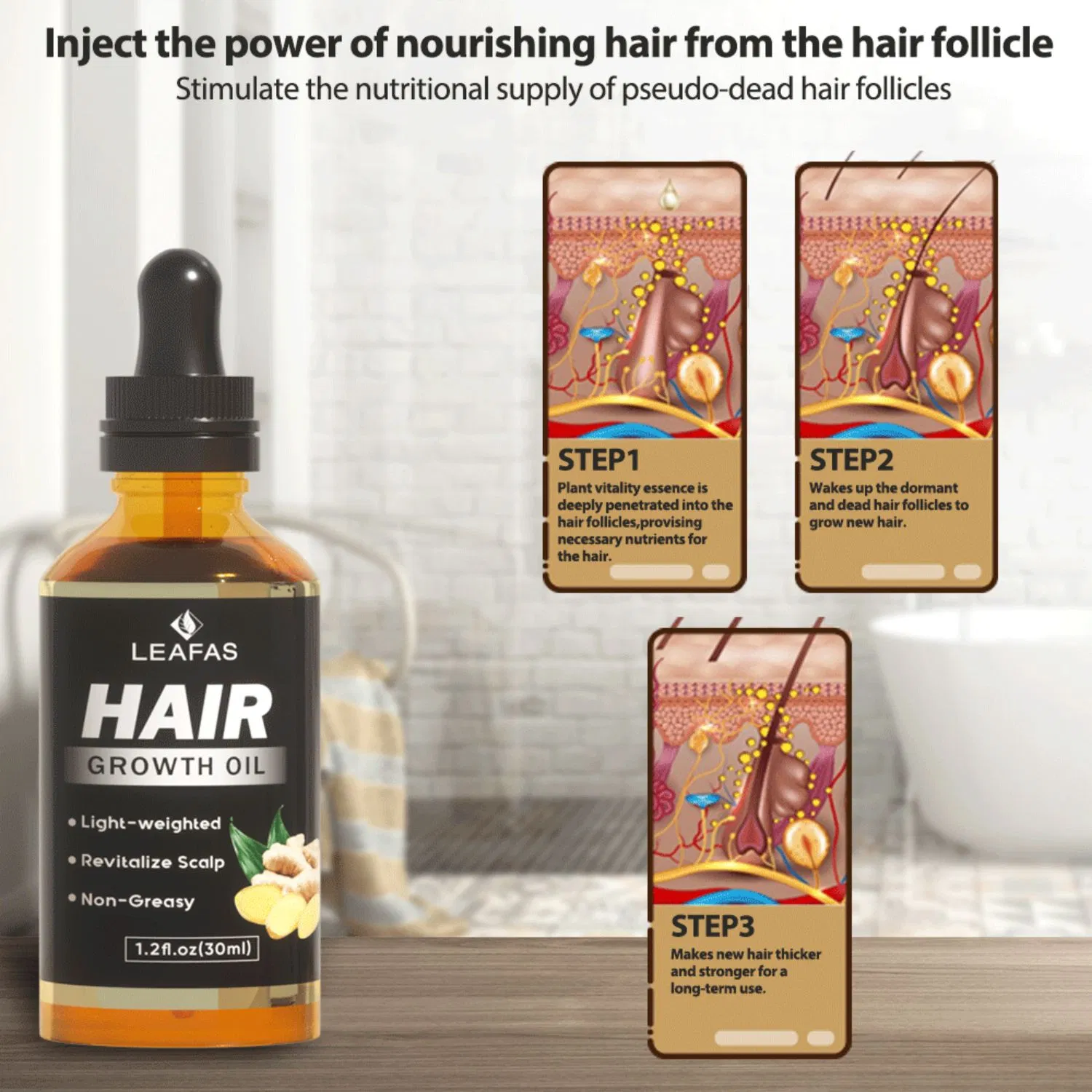 Custom Logo Natural Hair Growth Oil for Stronger & Thicker Hair