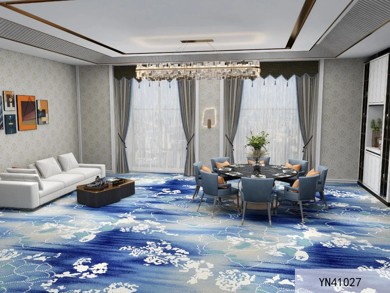 Skid-Proof Rug Mat Wholesale Commercial Hotel Floor Covering Wool Household Broadloom Axminster Carpet