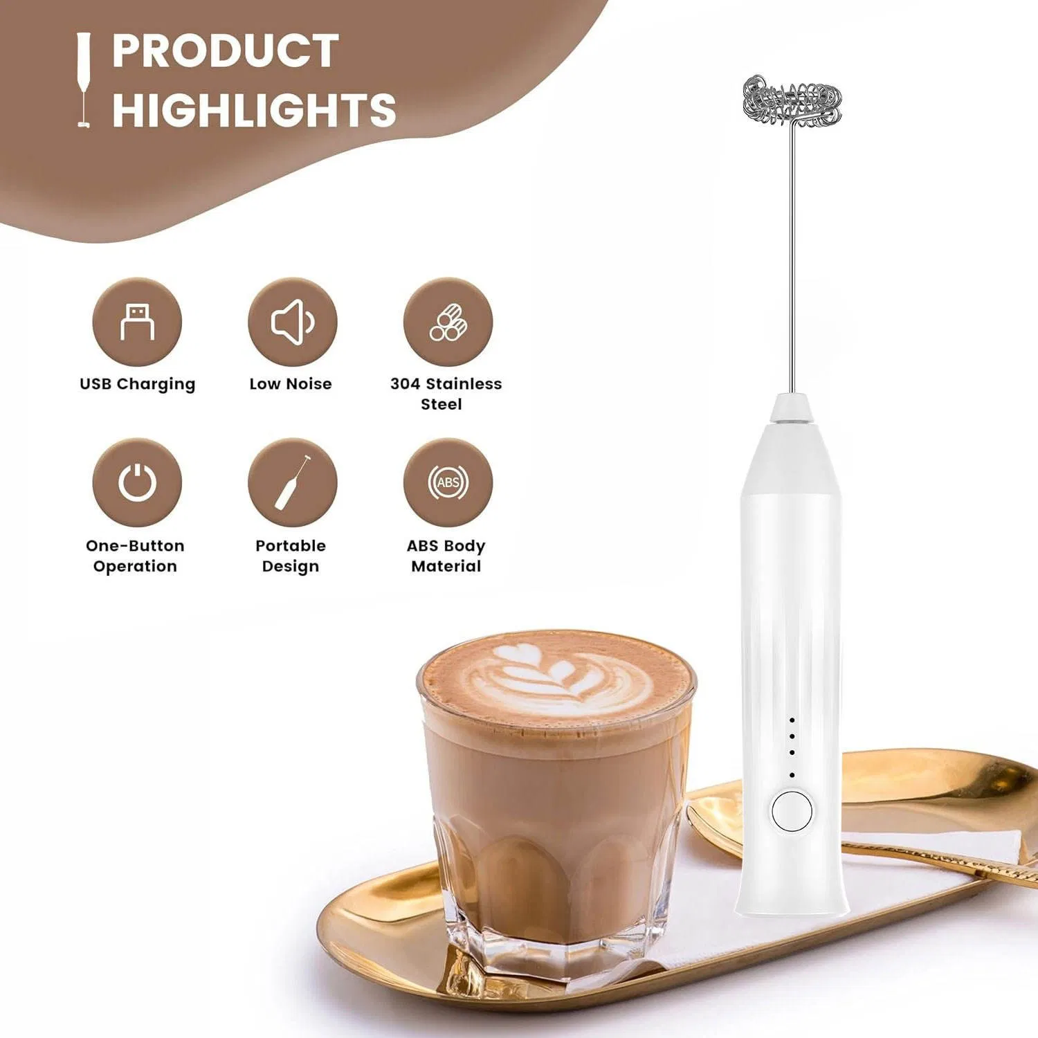 Portable Milk Frother: USB Rechargeable for Coffee Lovers