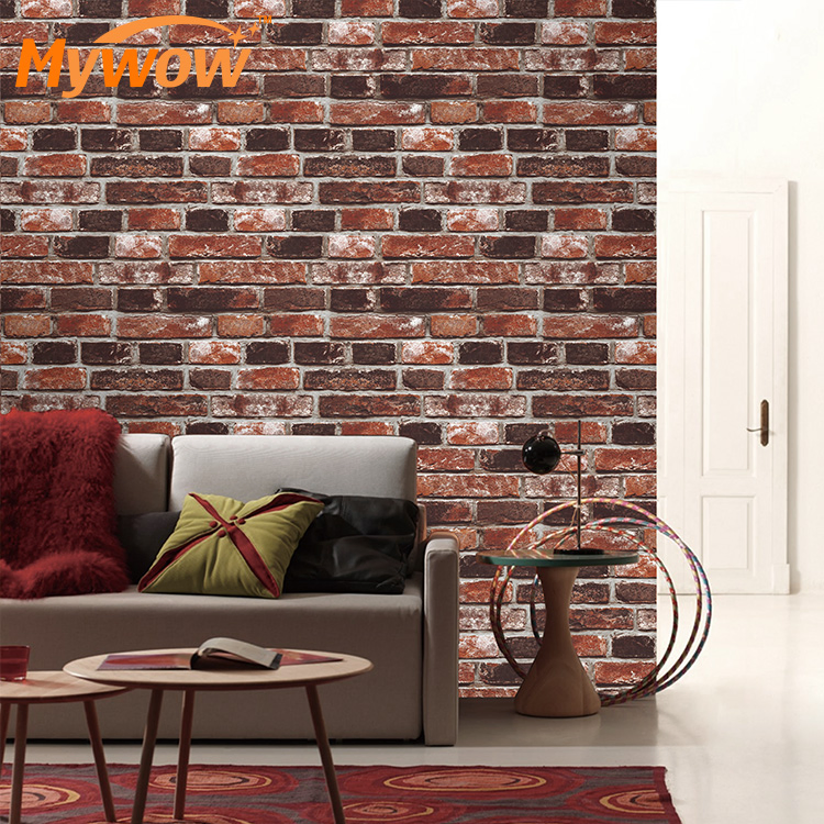 Brick Marble Design Suede Wallpaper for Home Decor