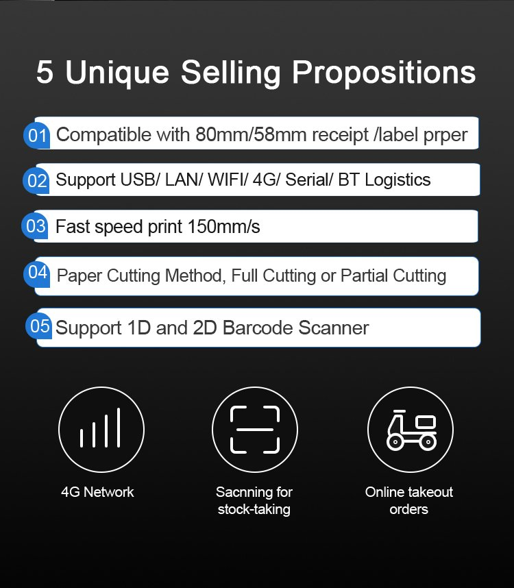 Android10.0 POS System with 8inch touch screen thermal printer support 58mm 80mm receipt and label camera all in one