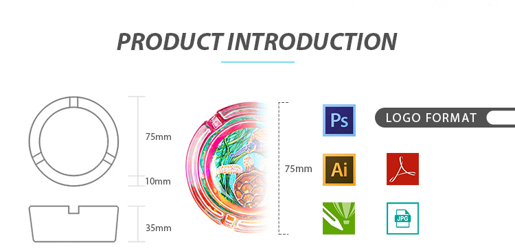 Wholesale Custom Printing Logo Souvenir Gifts Round Cigar Pocket Ash Tray Glass Ashtray