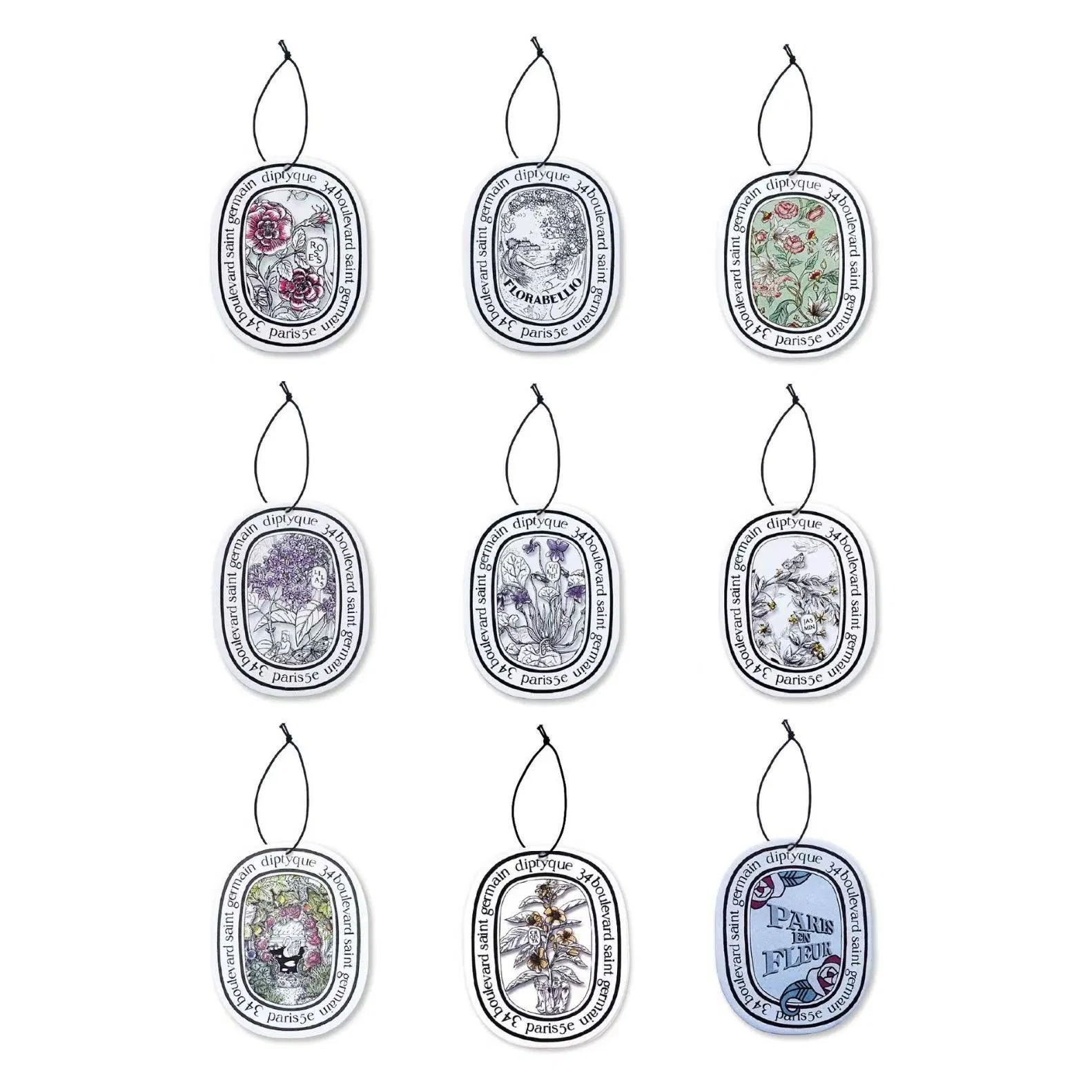 Customizable Oval Car Air Freshener with Floral Design