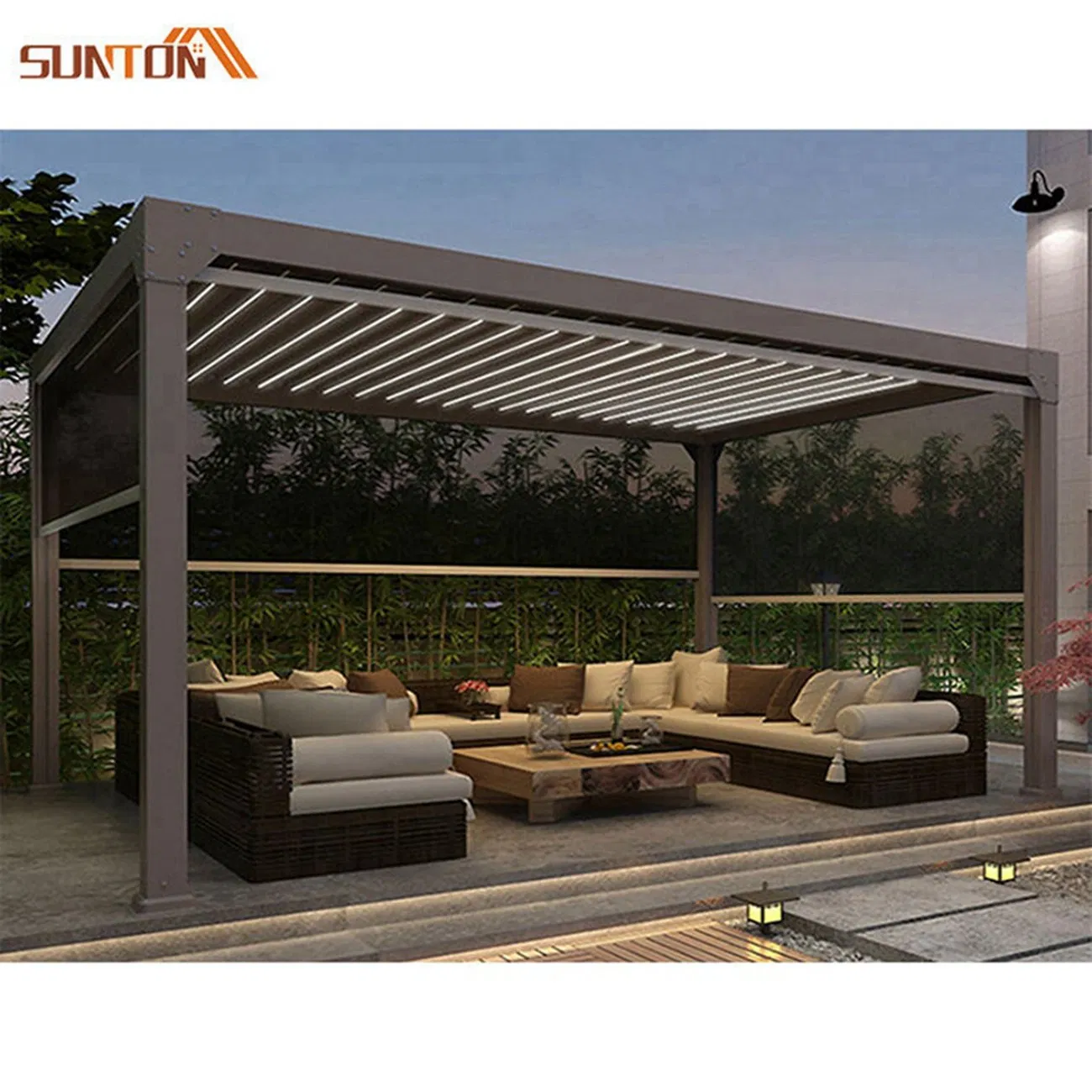 Outdoor Automatic Terrace Roof Retractable Sliding and Folding Waterproof Aluminum Pergola