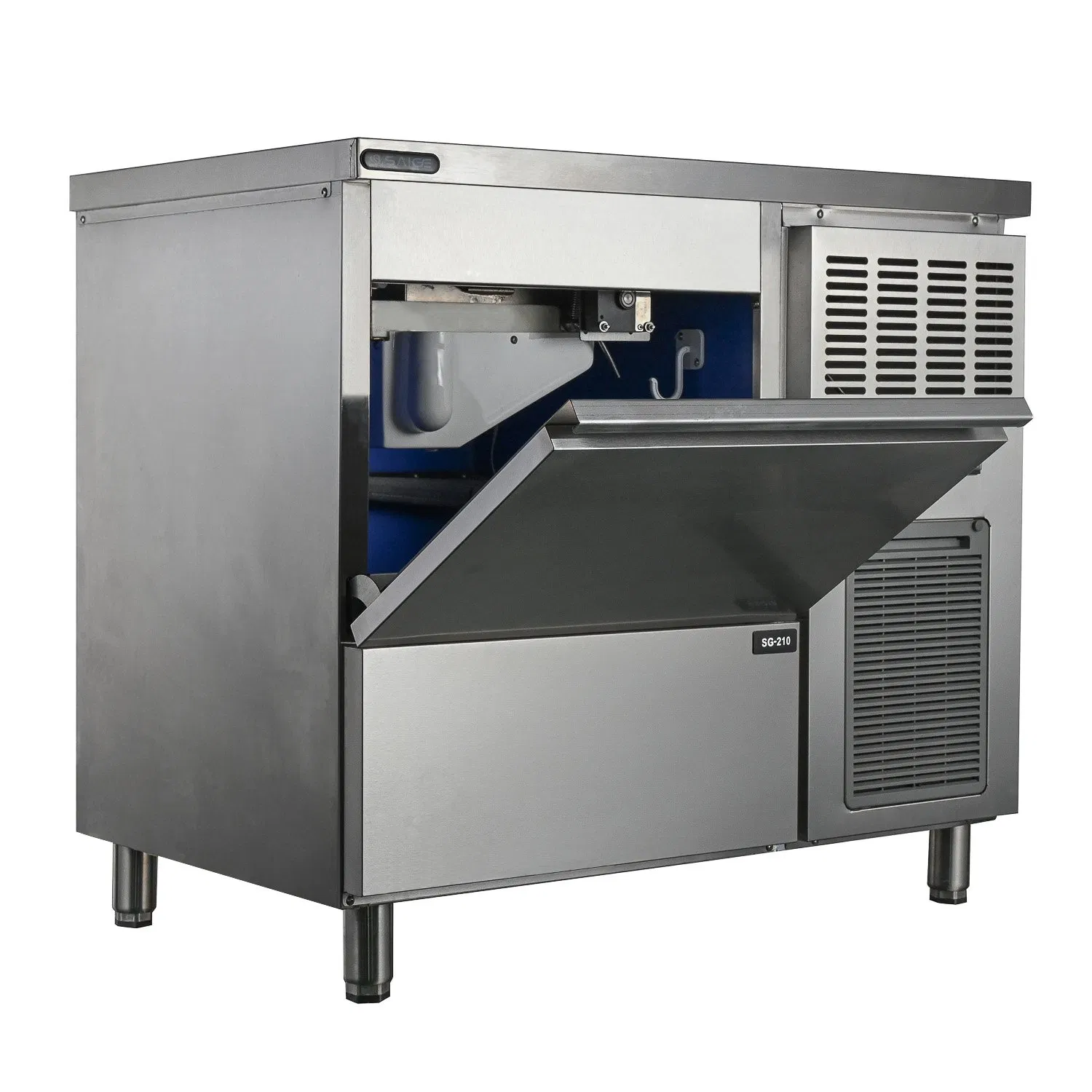 Saige SGS-E210PS 28*28*32mm 100kg/24h Professional Commercial Use Solid Cube Ice Maker Machine Ice Making Machine Ice Maker Ice Cube Machine