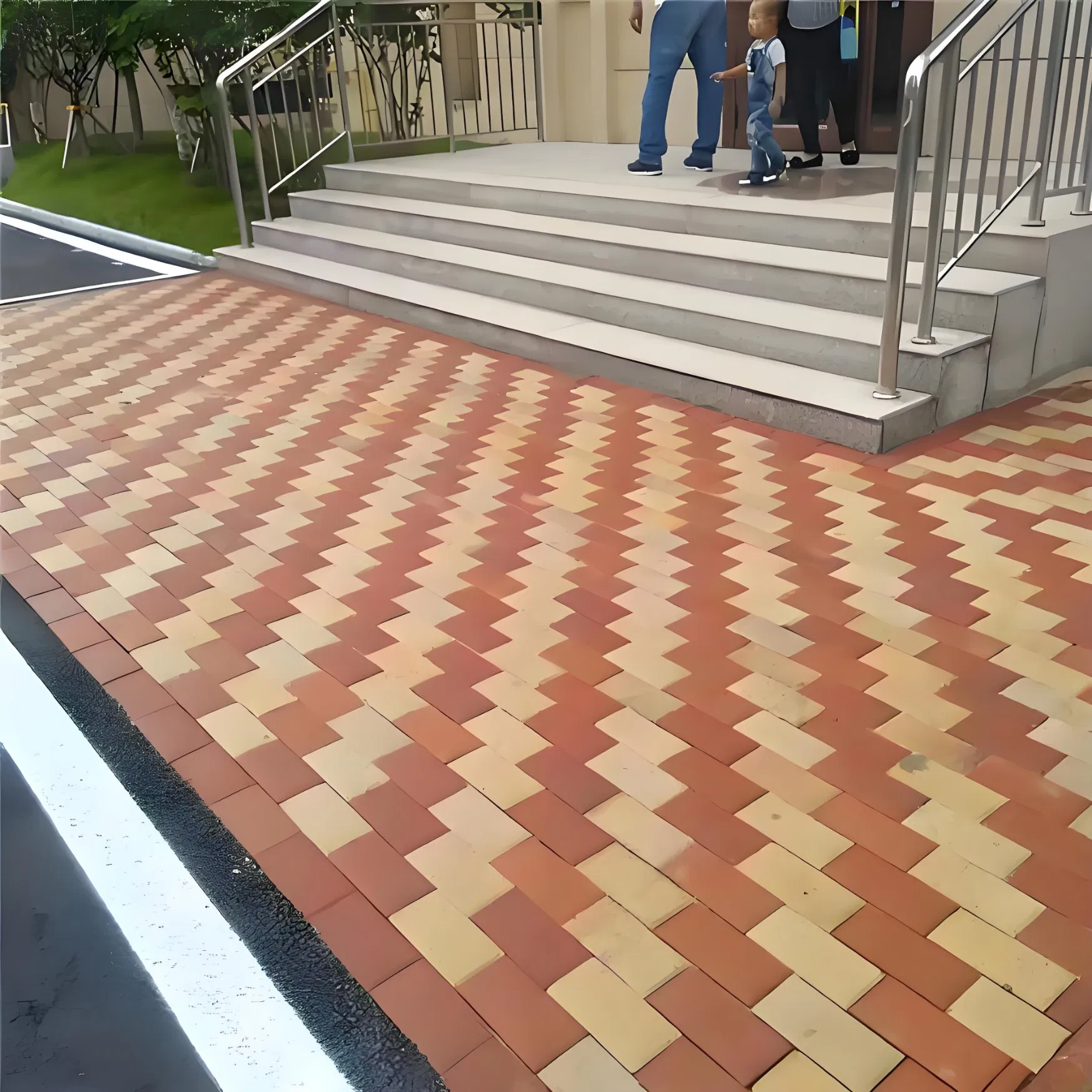 Fire Square Exterior Flooring Swimming Pool Molding Machine Gray Driveway Rubber Paver Walkway Platform Tile Garden Granite Clay Real Paving Stone Block Brick