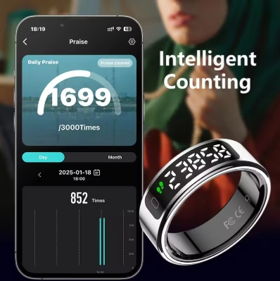 R11 Newest Touch Screen Smart Rings Wireless Charging Health Care Fitness Tracker Smart Ring with Time Display