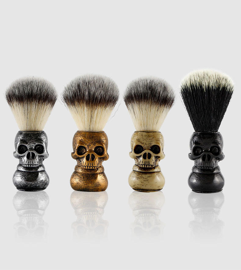 Barber Shop Skull Shaving Brush Beard Brush Men's Facial Beard Cleaning Tool Foaming Brush Resin Handle Barber Shop Shaving Tools