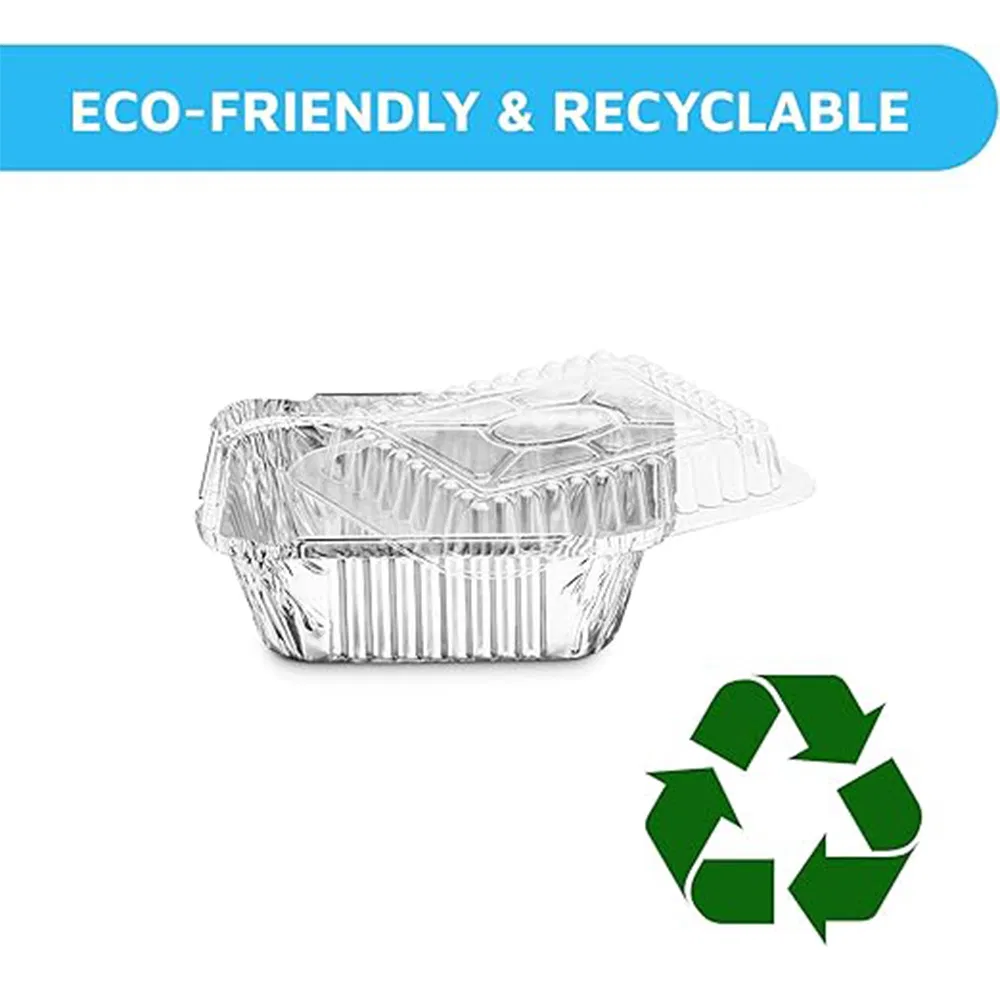 8342 1lb Rectangle Aluminum Foil Food Container with Lid Disposable Take-Away Aluminum Foil Lunch Box