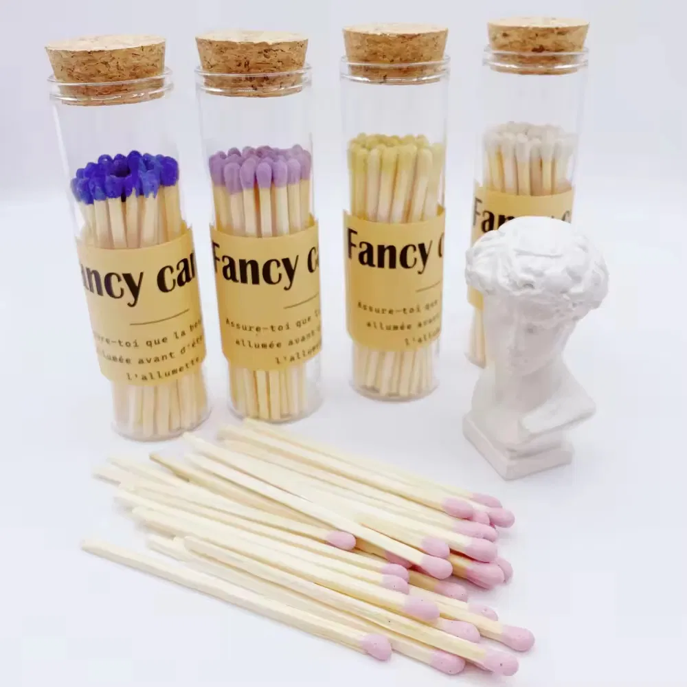 Bulk Colored Wooden Matches in Elegant Glass Container