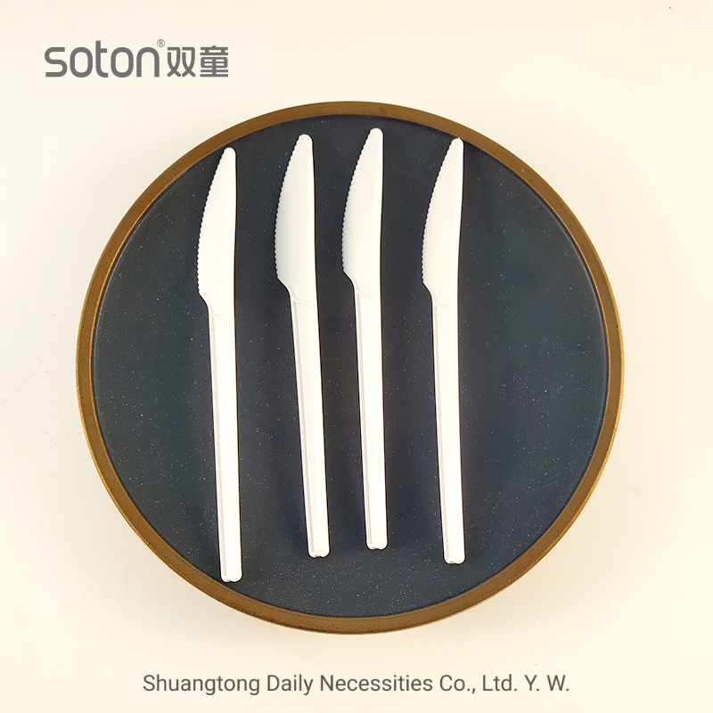 6.5 Inch Cpla White Knife Cutlery 100% Compostable Tableware