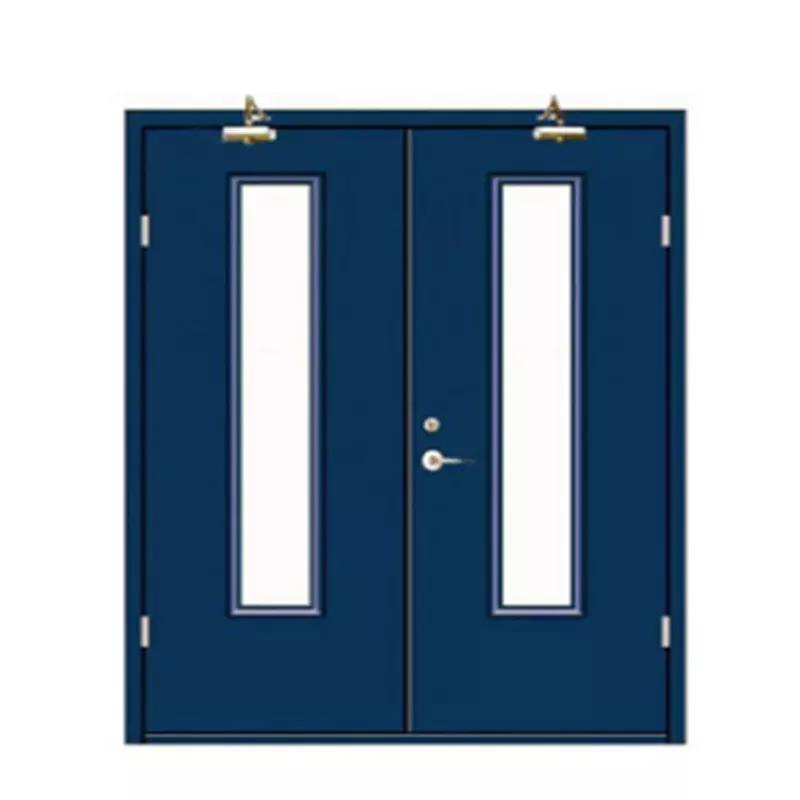Self-Closed Mild Steel Fire Rated Exit Doors Commercial Building Anti Fire Metal Doors with Door Closer