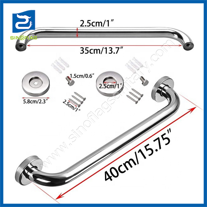 OEM 25mm Stainless Steel Disabled Safety Straight Grab Bar 40cm Bathroom Handle Bar