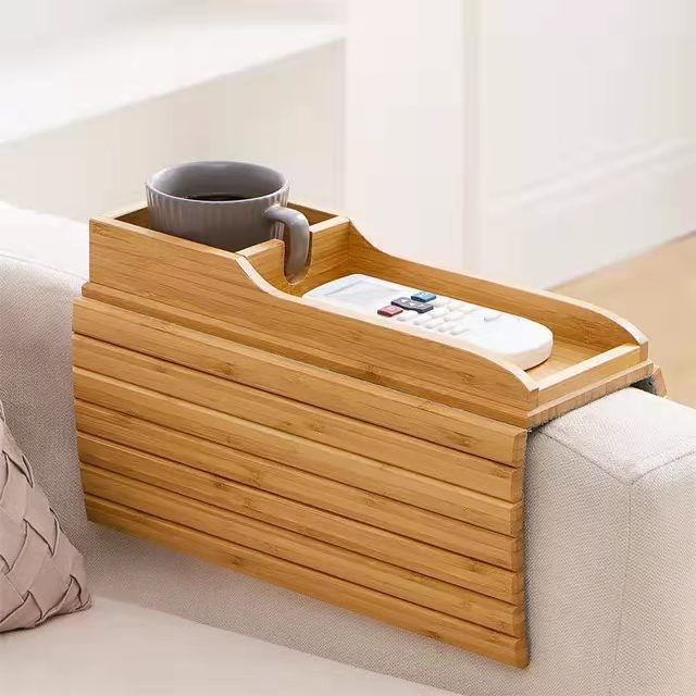 Modern Minimalist Bamboo Portable Anti-Slip Back Home Sofa Armrest Tray