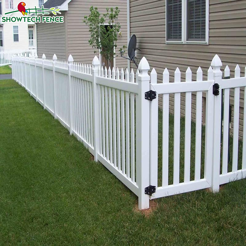 Spiked 4FT Decorative White Garden Plastic PVC Picket Fence Panels Vinyl