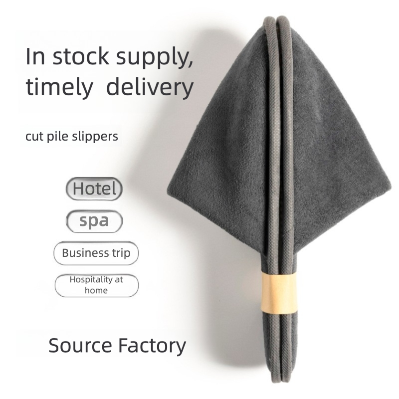 Disposable Hotel Velvet Slippers with Eco-Friendly Sole